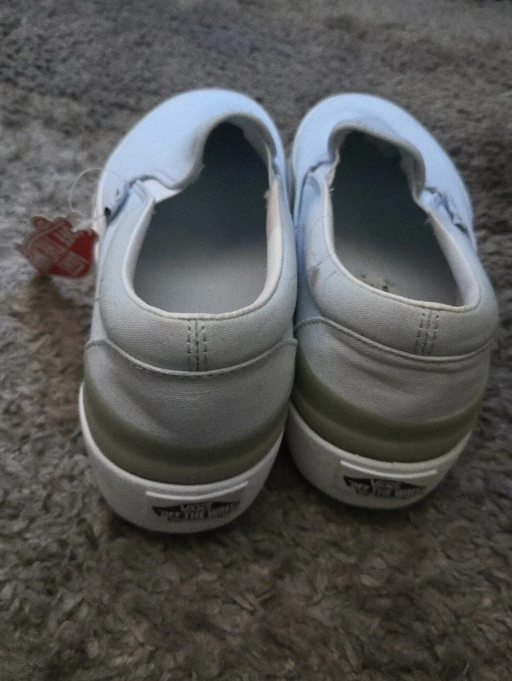 Vans Classic Slip On Women 9.5 Platform Pastel White And Light Blue 072026